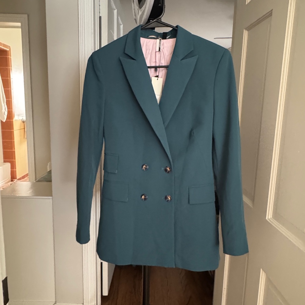 Topshop Green Blazer Structured Suit Jacket